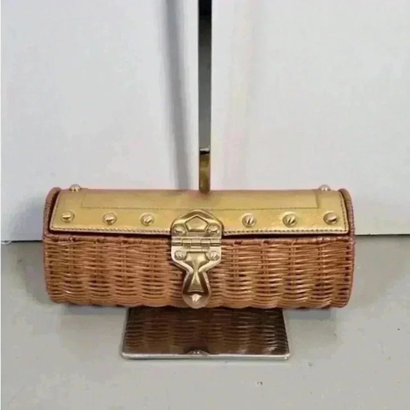 Michael Kors Santorini Gold Wicker Clutch - Picture 1 of 15